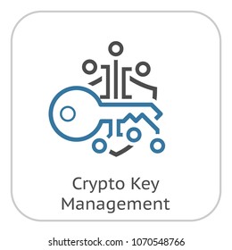 Crypto Key Management Icon. Modern computer network technology sign. Digital graphic symbol. Concept design elements.