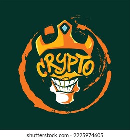 crypto king skull logo design