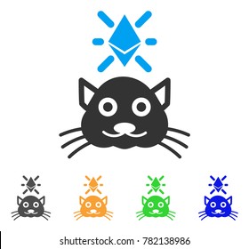 Crypto Kitty icon. Vector illustration style is a flat iconic crypto kitty symbol with gray, green, blue, yellow color variants. Designed for web and software interfaces.