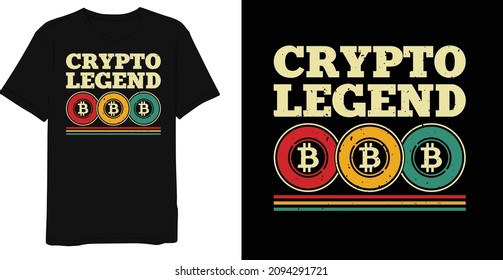 Crypto legend best retro bitcoin crypto t-shirt design template