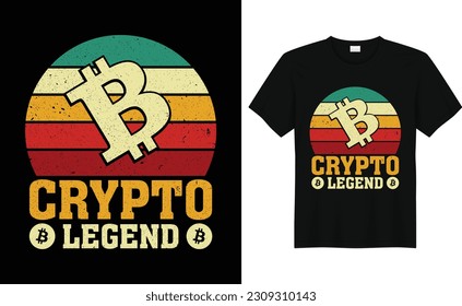 Crypto legend,retro bitcoin crypto t-shirt design template,Funny Bitcoin shirt, crypto millionaire shirt hodl cryptocurrency tshirt, crypto shirt ethereum shirt, doge coin gift.