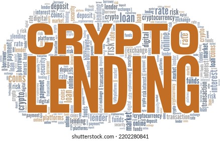 Crypto Lending Wort Cloud konzeptuelles Design einzeln auf weißem Hintergrund.