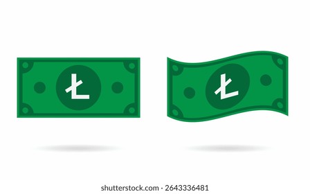 Crypto Litecoin money flat and flowing style