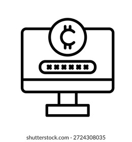 Crypto Login Outline Icon Vector Illustration