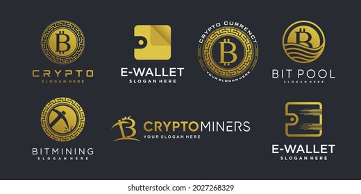 Crypto logo collection with modern creative element Premium Vector