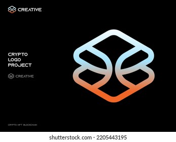 Crypto logo concept, blockchain technology