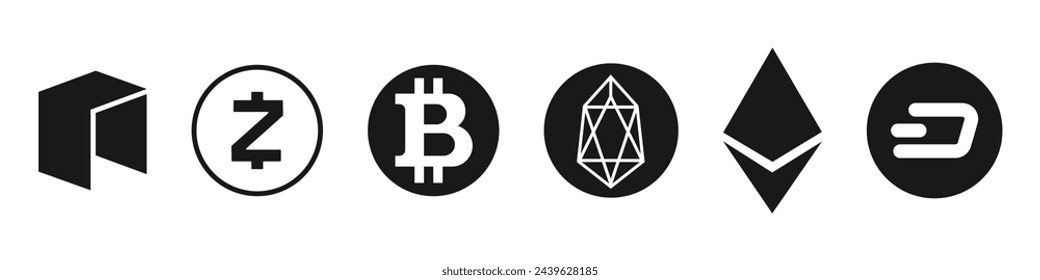 Logo de Crypto. Conjunto de criptomonedas. Símbolo simple. Vector.