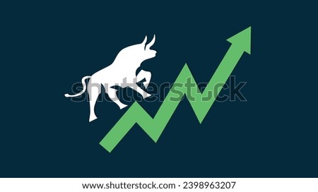 crypto Market Bull raise vector illustration business