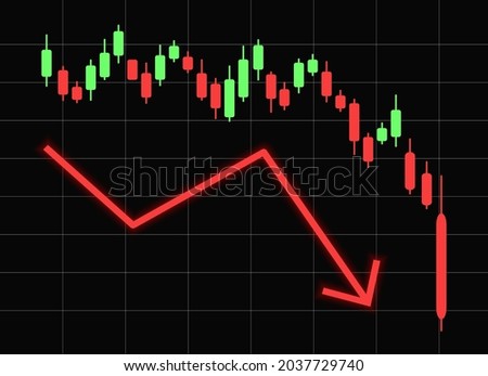 Crypto market collapce. Crypto currency chart goes down. Cryptocurrency graph of coin price falling, decreasing. Vector illustration.