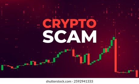 Crypto Market Scam Warning. Financial Fraud in Cryptocurrency Trading with Chart