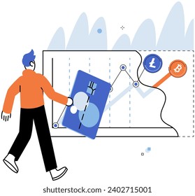 Crypto market. Vector illustration. Achieving success in crypto market requires staying updated with industry developments The trend investing in cryptocurrencies reflects changing landscape global