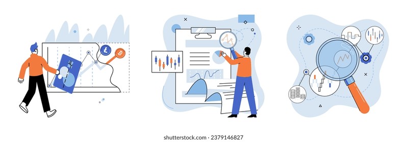 Mercado criptográfico. Ilustración vectorial. El concepto criptomercado representa metafóricamente el ecosistema financiero digital Las monedas criptográficas son activos digitales que utilizan tecnología criptográfica para garantizar la seguridad