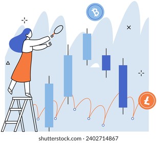 Crypto market. Vector illustration. Investing in cryptocurrencies requires thorough understanding their underlying technology Cryptocurrencies have potential to disrupt traditional banking systems