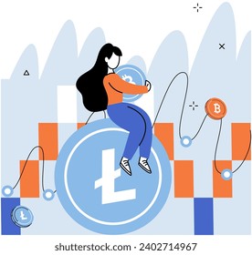 Crypto market. Vector illustration. The crypto market operates on principles supply and demand, influencing price movements Cryptocurrencies provide individuals with opportunity to diversify