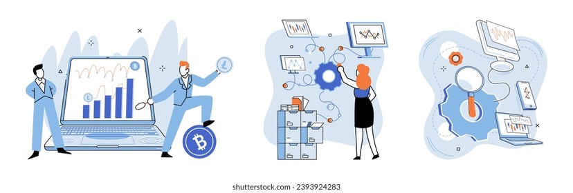 Mercado criptográfico. Ilustración vectorial. Las inversiones estratégicas en criptomonedas pueden producir rendimientos financieros significativos Los activos criptográficos de intercambio requieren una plataforma segura y fiable La economía