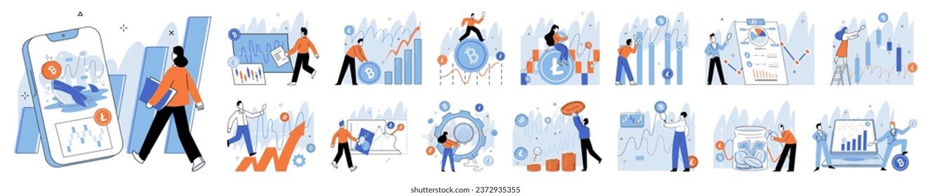 Crypto market. Vector illustration. Success in crypto market is achieved through strategic decision making and risk management The crypto market concept challenges traditional notions finance