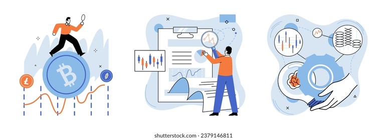 Crypto market. Vector illustration. The success crypto investment strategy is dependent on adapting to market fluctuations Investing in cryptocurrencies requires thorough understanding