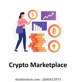 Ilustración vectorial de Crypto Marketplace que puede editar o modificar fácilmente

