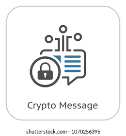 Crypto Message Icon with Padlock. Modern computer network technology sign. Digital graphic symbol. Blockchain technology. Concept design elements.