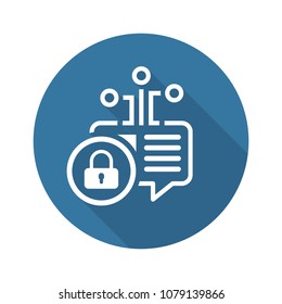 Crypto Message Icon with Padlock. Modern computer network technology sign. Digital graphic symbol. Blockchain technology. Concept design elements.