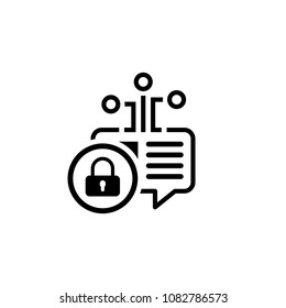 Crypto Message Icon with Padlock. Modern computer network technology sign. Digital graphic symbol. Blockchain technology. Concept design elements.