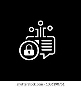 Crypto Message Icon with Padlock. Modern computer network technology sign. Digital graphic symbol. Blockchain technology. Concept design elements.