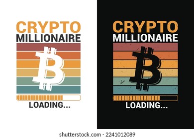 Crypto millionaire loading design for t-shirts, print, templates, logos, mug