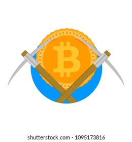 Crypto mine farm icon. Mining pool symbol, vector illustration