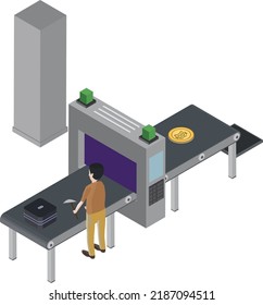 Crypto Miner - Isometric view of a man successfully mining bitcoin