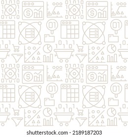 Crypto mining abstract seamless pattern. Editable vector shapes on white background. Trendy texture with cartoon color icons. Design with graphic elements for interior, fabric, website decoration