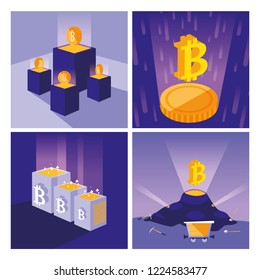 crypto mining bitcoin set icons