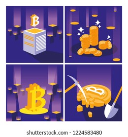 crypto mining bitcoin set icons