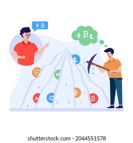Crypto mining flat illustration is ready to use 
