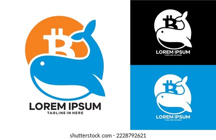 logotipo del conjunto de iconos de minería de criptografía con ballena