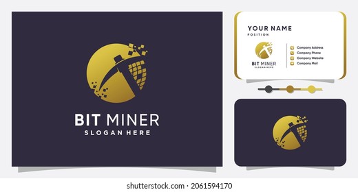 Crypto mining logo design with creative concept Premium Vector