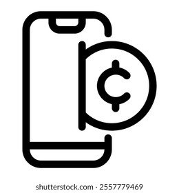 Crypto mobile icon with simple and line style