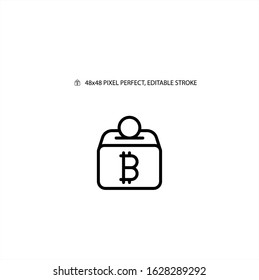 Crypto money box simple line icon vector illustration. Editablr stroke. 48x48 Pixel Perfect.