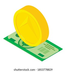 Crypto money icon. Isometric illustration of crypto money vector icon for web