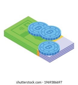 Crypto money icon. Isometric of Crypto money vector icon for web design isolated on white background
