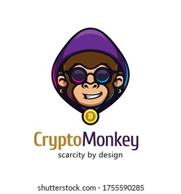 Crypto Monkey Cyber Punk Mascot Logo 