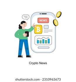 Ilustración del vector de diseño de estilo plano Crypto News. Ilustración de acciones