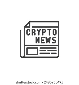 Crypto News line icon. linear style sign for mobile concept and web design. Newspaper with cryptocurrency headline outline vector icon. Symbol, logo illustration. Vector graphics