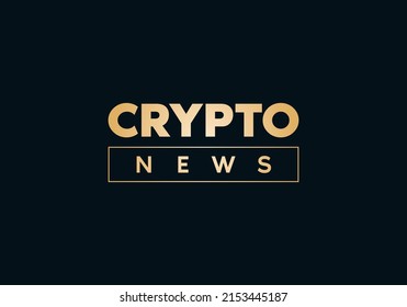 Crypto news logo, golden investment symbol, isolated luxury trademark, business lettering, lux finance header, digital icon
