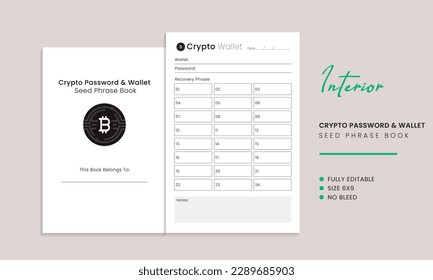 Crypto Password and Wallet Seed Phrase Book Kdp Interior Template