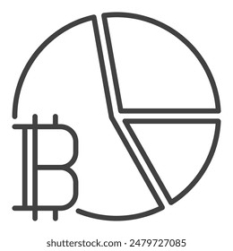 Krypto-Kreisdiagramm mit Bitcoin-Zeichen-Vektorgrafik-Konzept-Linearsymbol oder -Symbol
