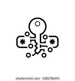 Crypto Protection Icon. Modern computer network technology sign. Digital graphic symbol. Passcode Field with Encrypted Key. Concept design elements.