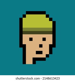 Ilustración de 24x24 píxeles de Crypto punk NFT. Dibujo digital de juegos punk retro de 8 bits basado en Blockchain en token no fungible