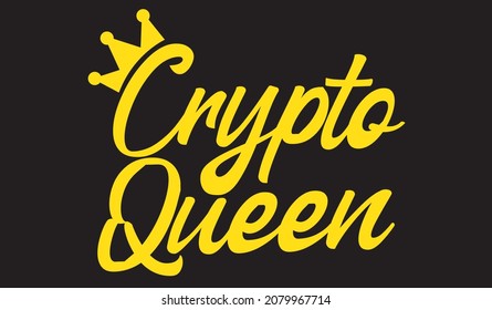 crypto queen script style text crypto currency typography design