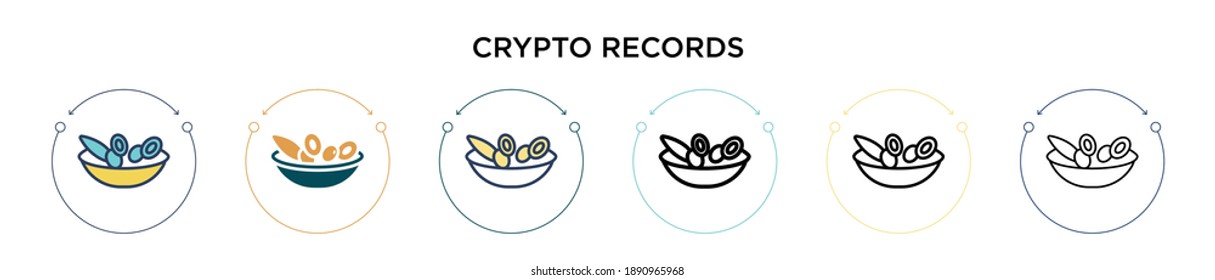 Icono de registros criptográficos en el estilo relleno, delgado, contorno y trazo. Ilustración vectorial de dos registros criptográficos de color y negro se pueden utilizar diseños de iconos vectoriales para móviles, ui, web