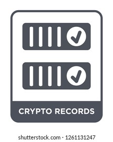 crypto records icon vector on white background, crypto records trendy filled icons from Cryptocurrency economy and finance collection, crypto records simple element illustration